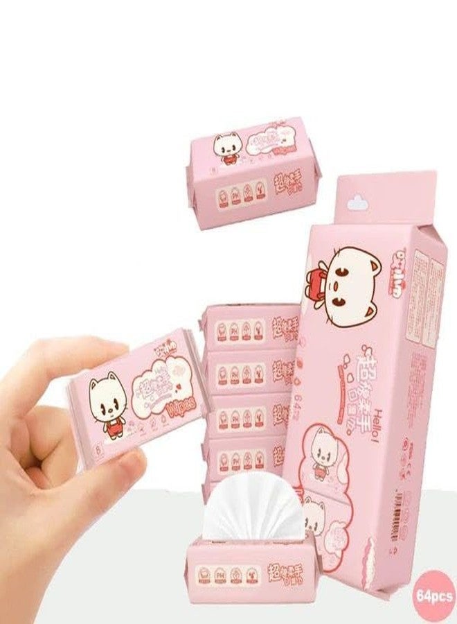 KPS مناديل كي بي إس المبللة الصغيرة | مناديل سفر | مناديل أطفال محمولة بحجم الجيب | مناديل للعناية بالبشرة | مناديل ورقية لتنظيف اليدين | للاستخدام على الوجه/المنزل (عبوة واحدة) (64 منديلًا) - Image 1