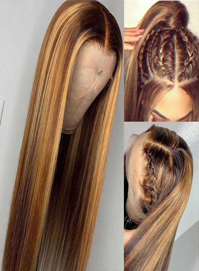 Pizazz Highlight HD Transparent Lace Front Wigs Human Hair Pre Plucked 9A Brazilian Straight Lace Frontal Human Hair Wigs for Women 4/27 Color (4/27 Color Straight Wig, 18 Inch) - Image 4