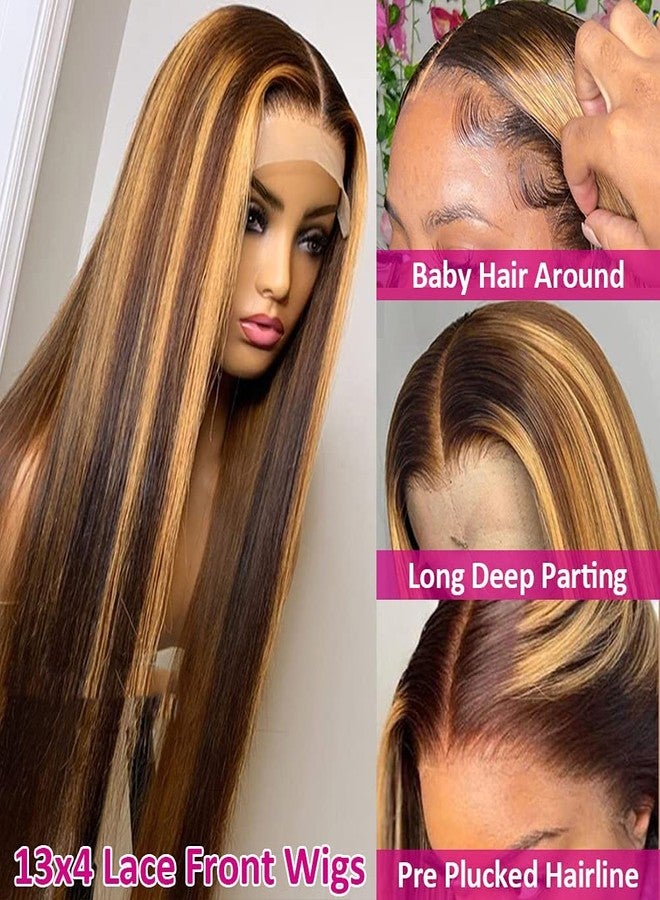 Pizazz Highlight HD Transparent Lace Front Wigs Human Hair Pre Plucked 9A Brazilian Straight Lace Frontal Human Hair Wigs for Women 4/27 Color (4/27 Color Straight Wig, 18 Inch) - Image 2