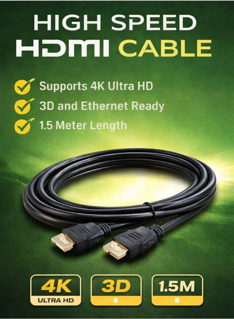 SAFFRON HDMI Cable 1.5 Meter – High Speed – HD Video & Audio – Durable Build - Image 1