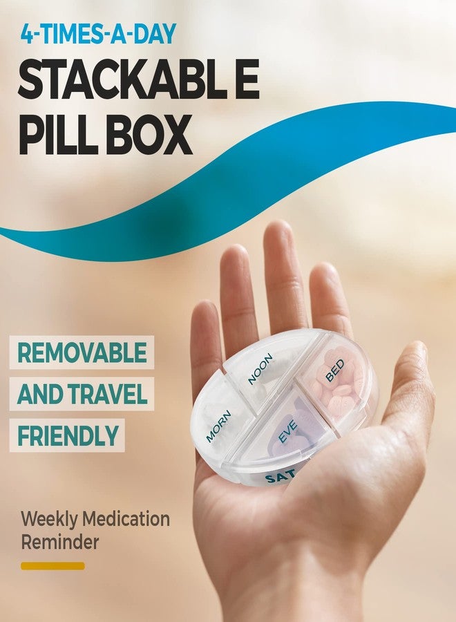 MEDca Weekly Pill Organizer, 1 Dispenser, 7 Stackable Compartments Four Times-a-Day - Morning, Noon, Evening, and Bedtime, Grey - Image 3
