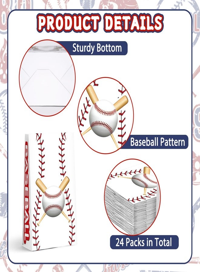 KALEFO 24Pcs Baseball Goodie Bags Strike Game Snack Treat Gift Candy Sports Party Favor Birthday Baby Shower Decorations Theme Supplies - Image 3