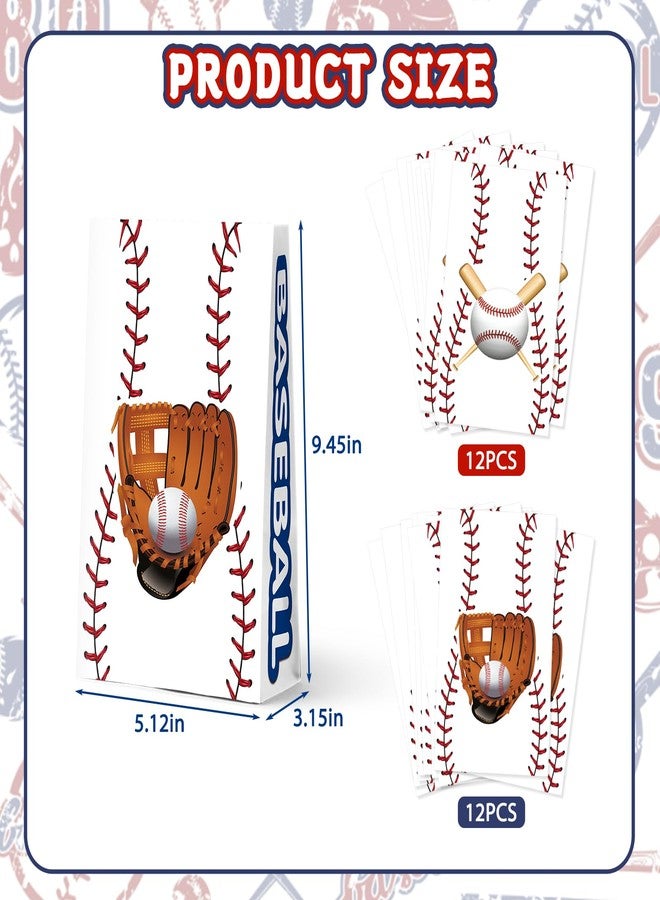 KALEFO 24Pcs Baseball Goodie Bags Strike Game Snack Treat Gift Candy Sports Party Favor Birthday Baby Shower Decorations Theme Supplies - Image 2