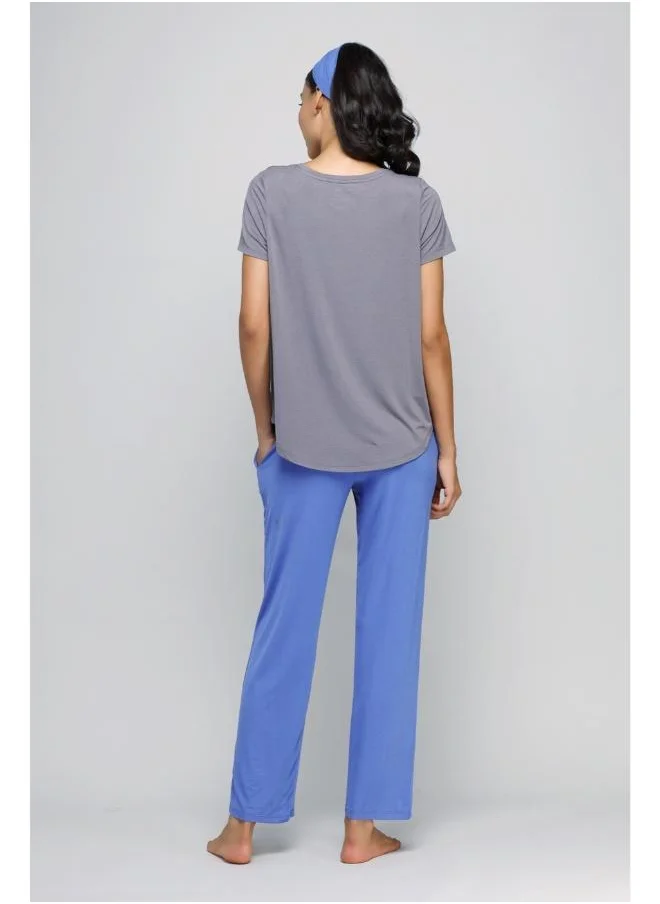 NeceSera Relaxed Blue Straight Lounge Pant