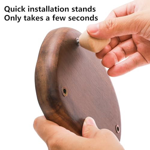 Dicunoy 2 Pack Acacia Wood Riser for Decor, 6" Small Wood Pedestal Display Stands for Kitchen Counter, Rustic Wooden Tray for Bathroom Counter, Tabletop Centerpieces, Entry Table, Farmhouse Decor - Image 3