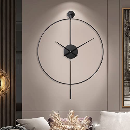 YISITEONE Classical Large Decorative Wall Clock with Pendulum, Modern Non-Ticking Silent Metal Wall Clocks for Living Room, Bedroom, Study, Office,20‘’ - Image 3