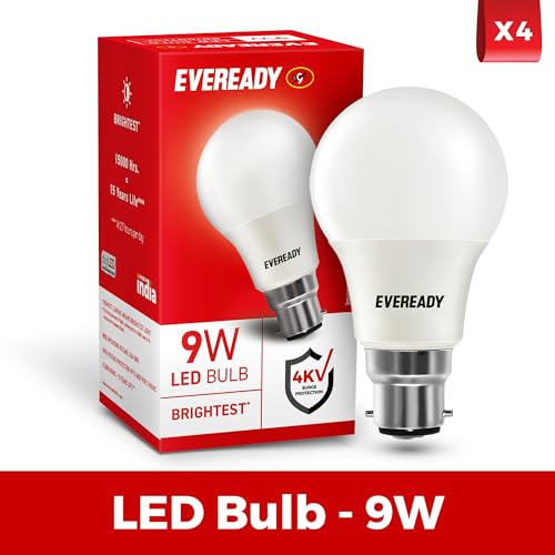 Eveready 9W LED Bulb, Cool Day Light (6500K), B22 Base, Energy-Efficient, 4kV Surge Protection, Long-Lasting Durability - Pack of 4 - Image 2