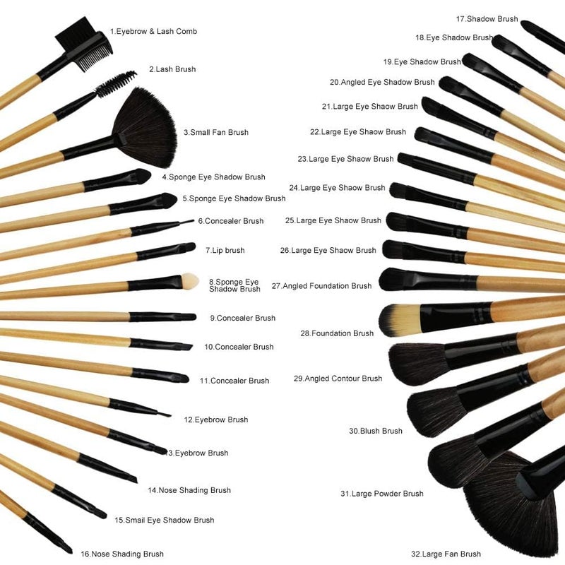 Boulevar Makeup Brushes Premium Makeup Brushes Set Black 24 Piece Complete Cosmetic Brush Collection for Foundation Blending Power Blush Eyeshadow - Image 3