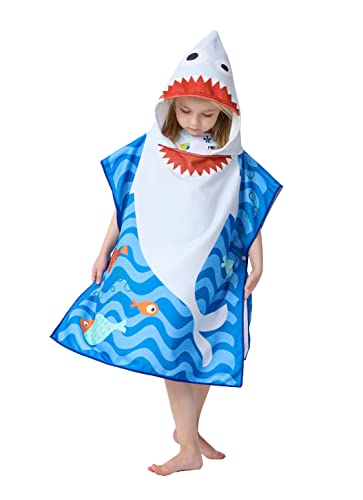 Athaelay Toddler Bath Beach Towel Poncho with Hood, Kid Bath Pool Swim Bathrobe Cover-ups Swimwear (Grey Shark) - Image 4