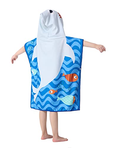 Athaelay Toddler Bath Beach Towel Poncho with Hood, Kid Bath Pool Swim Bathrobe Cover-ups Swimwear (Grey Shark) - Image 5