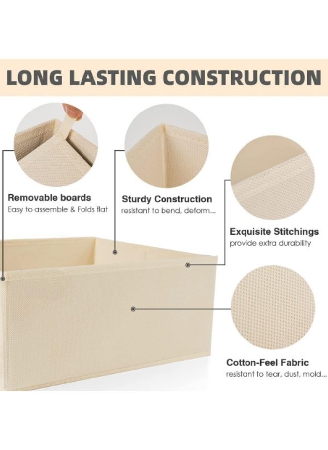 Generic Drawer Organizer Clothes, 6 Pack Underwear Drawer Organizer, Foldable Closet Organizers and Storage Dresser Drawer Dividers Beige  - Image 3