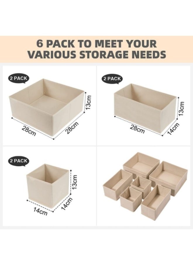 Generic Drawer Organizer Clothes, 6 Pack Underwear Drawer Organizer, Foldable Closet Organizers and Storage Dresser Drawer Dividers Beige  - Image 2