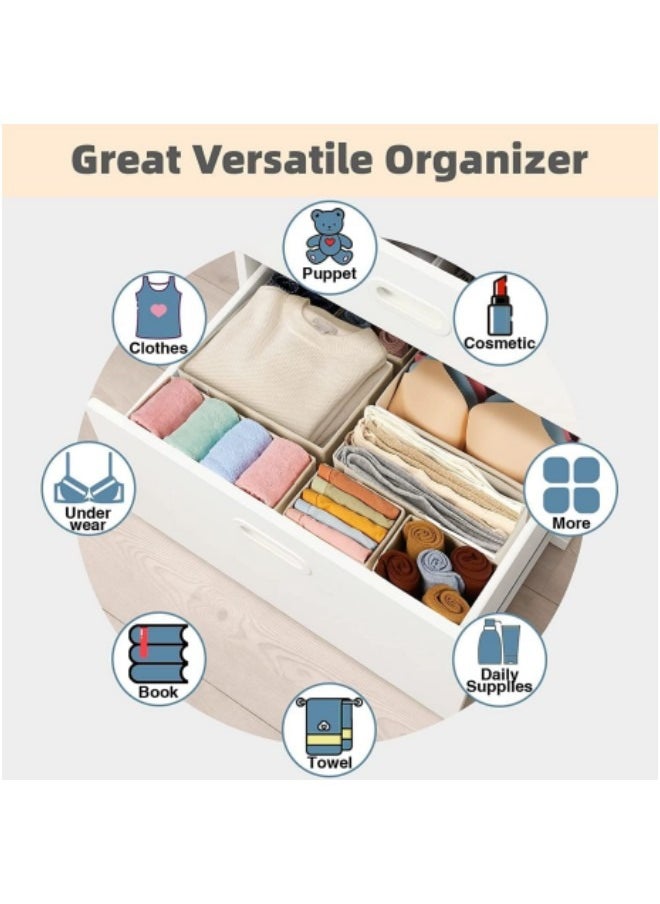 Generic Drawer Organizer Clothes, 6 Pack Underwear Drawer Organizer, Foldable Closet Organizers and Storage Dresser Drawer Dividers Beige  - Image 4
