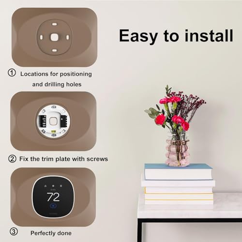 BAOKZZOM Wall Plate Cover Compatible with New 2025 Ecobee Smart Thermostat Essential, Practical Ecobee Thermostat Trim Kit, Programmable WiFi Thermostat Accessory (1, Mocha) - Image 5
