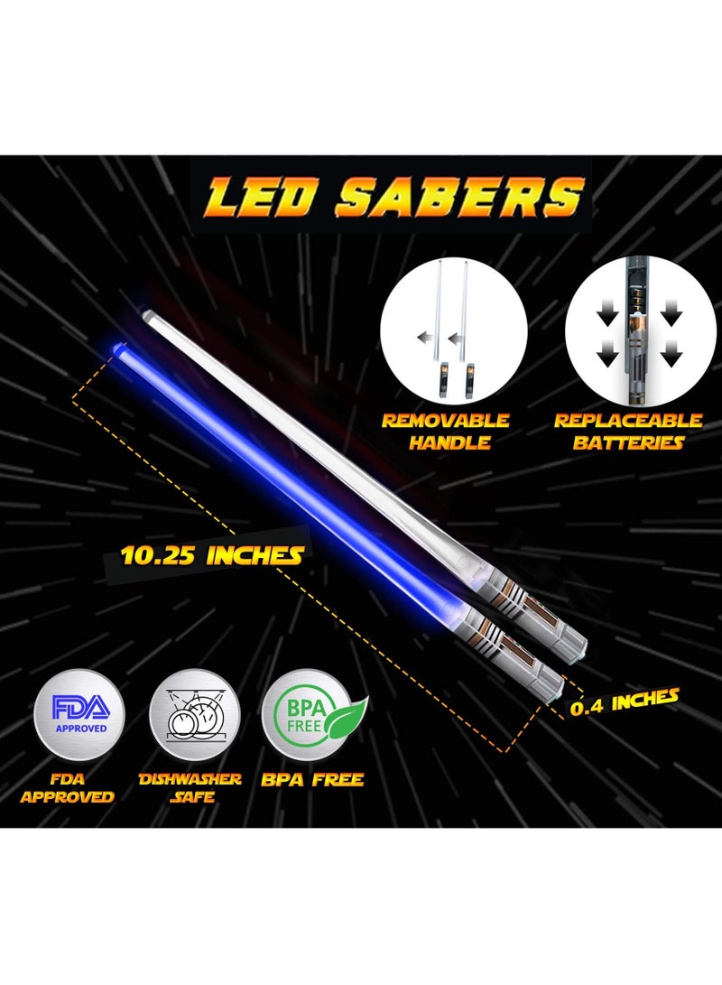 LED Light Up Lightsaber Chopsticks, 2 Pairs 9 Colors, Reusable Durable Eco-Friendly Lightweight Portable BPA Free Food Safe Kitchen Dinner Party Utensil Tableware Toy Gift - Image 5