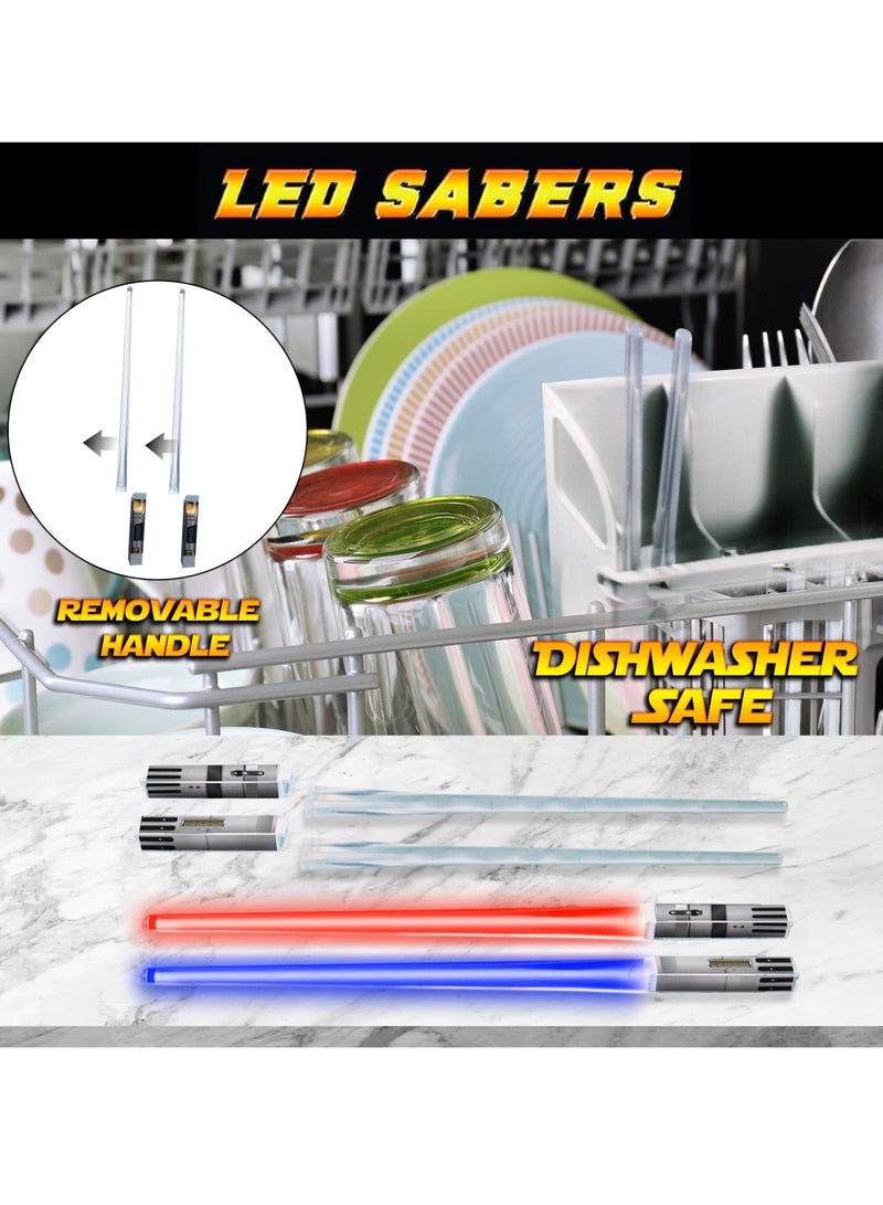 LED Light Up Lightsaber Chopsticks, 2 Pairs 9 Colors, Reusable Durable Eco-Friendly Lightweight Portable BPA Free Food Safe Kitchen Dinner Party Utensil Tableware Toy Gift - Image 4