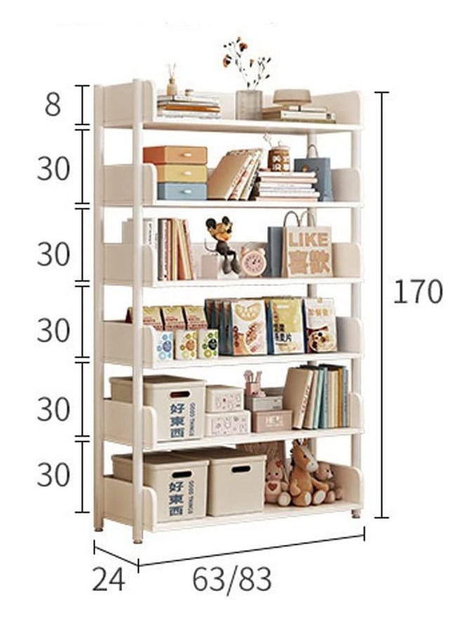 LEDIN - Fashion Bookshelf Floor Living Room Wooden Cabinet Children Picture Book Simple Student Bookcase Bedroom Storage Shelf ( 6 Level) - Image 1
