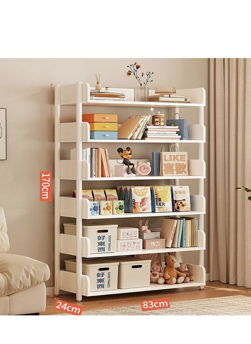 LEDIN - Fashion Bookshelf Floor Living Room Wooden Cabinet Children Picture Book Simple Student Bookcase Bedroom Storage Shelf ( 6 Level) - Image 1