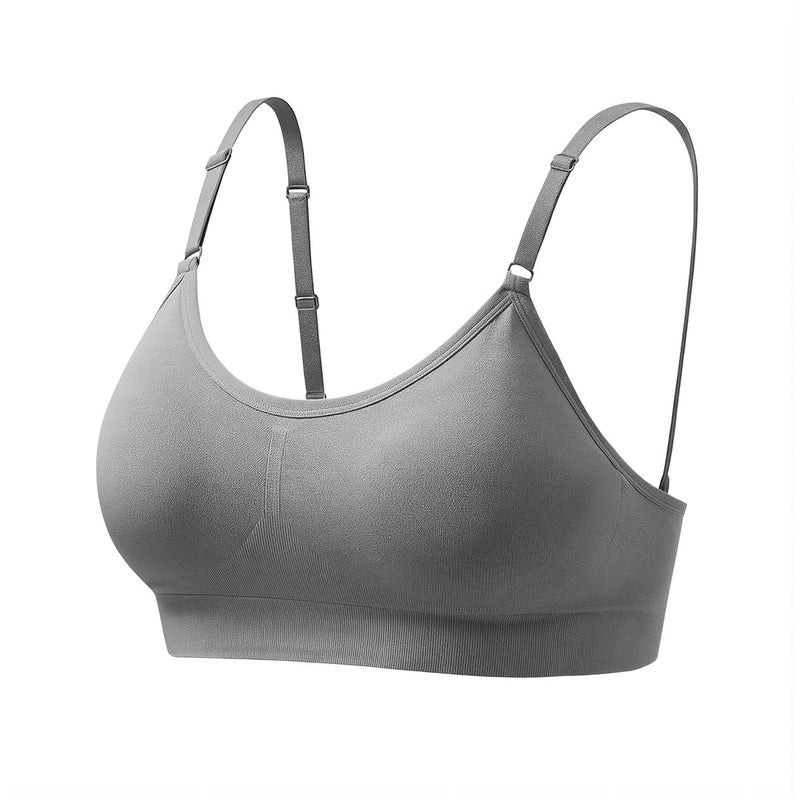 Women Sports Bra for Yoga Running Gym Daily Wear Fixed Cup Nude Beige M - Image 1
