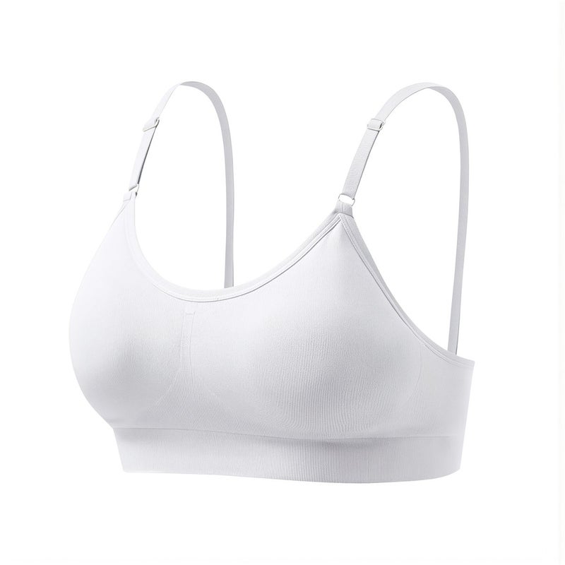 Women Sports Bra for Yoga Running Gym Daily Wear Fixed Cup Nude Beige M - Image 4