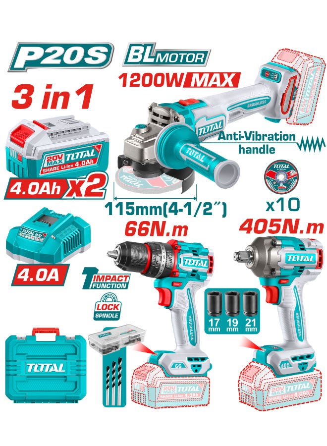 3 Pcs Cordless Combo Kit TCKLI20358