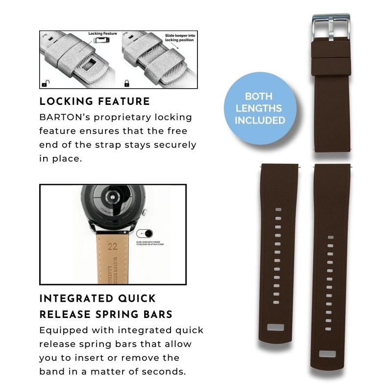 BARTON WATCH BANDS 20mm Brown/Khaki - Elite Silicone Watch Bands - Quick Release - Choose Strap Color & Width - Image 5