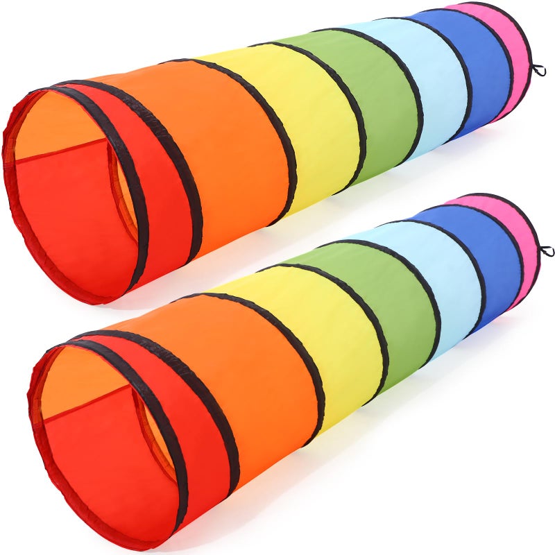 Simgoing 2 Pcs Play Tunnel for Kids Toddlers 6ft Multicolored Crawl Tunnel Play Tent for Baby or Pet Collapsible Gift for Boy and Girl Indoor and Outdoor GameClassic - Image 2