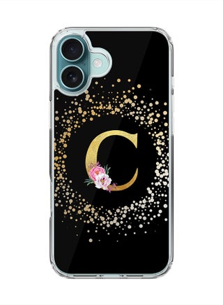 Custom Monogram Floral - C ( Black )