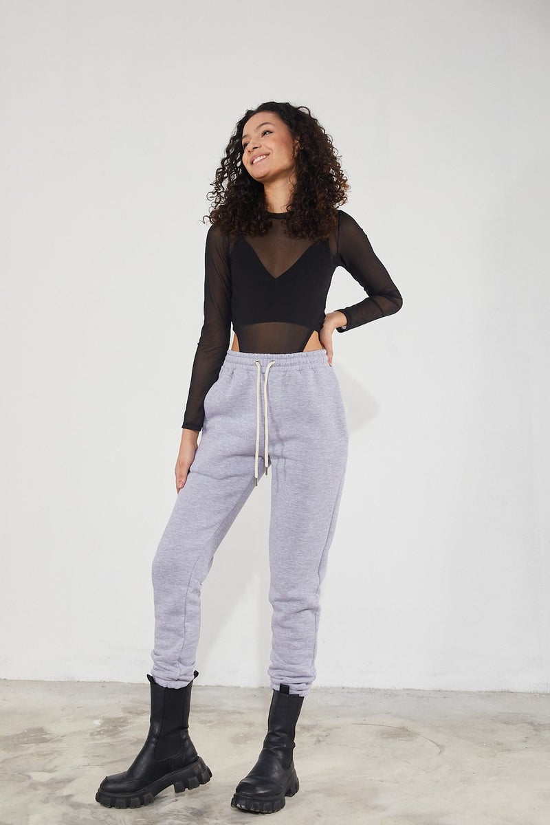 Twenty3 Women's Basic 3 Thread Raised Elastic Legs Thick Jogger Sweatpants  - Image 2