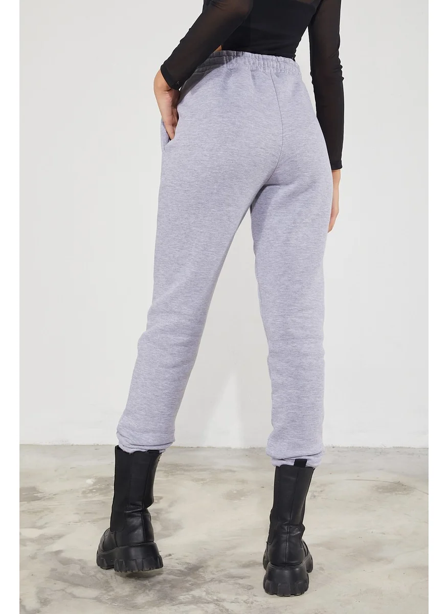 Twenty3 Women's Basic 3 Thread Raised Elastic Legs Thick Jogger Sweatpants