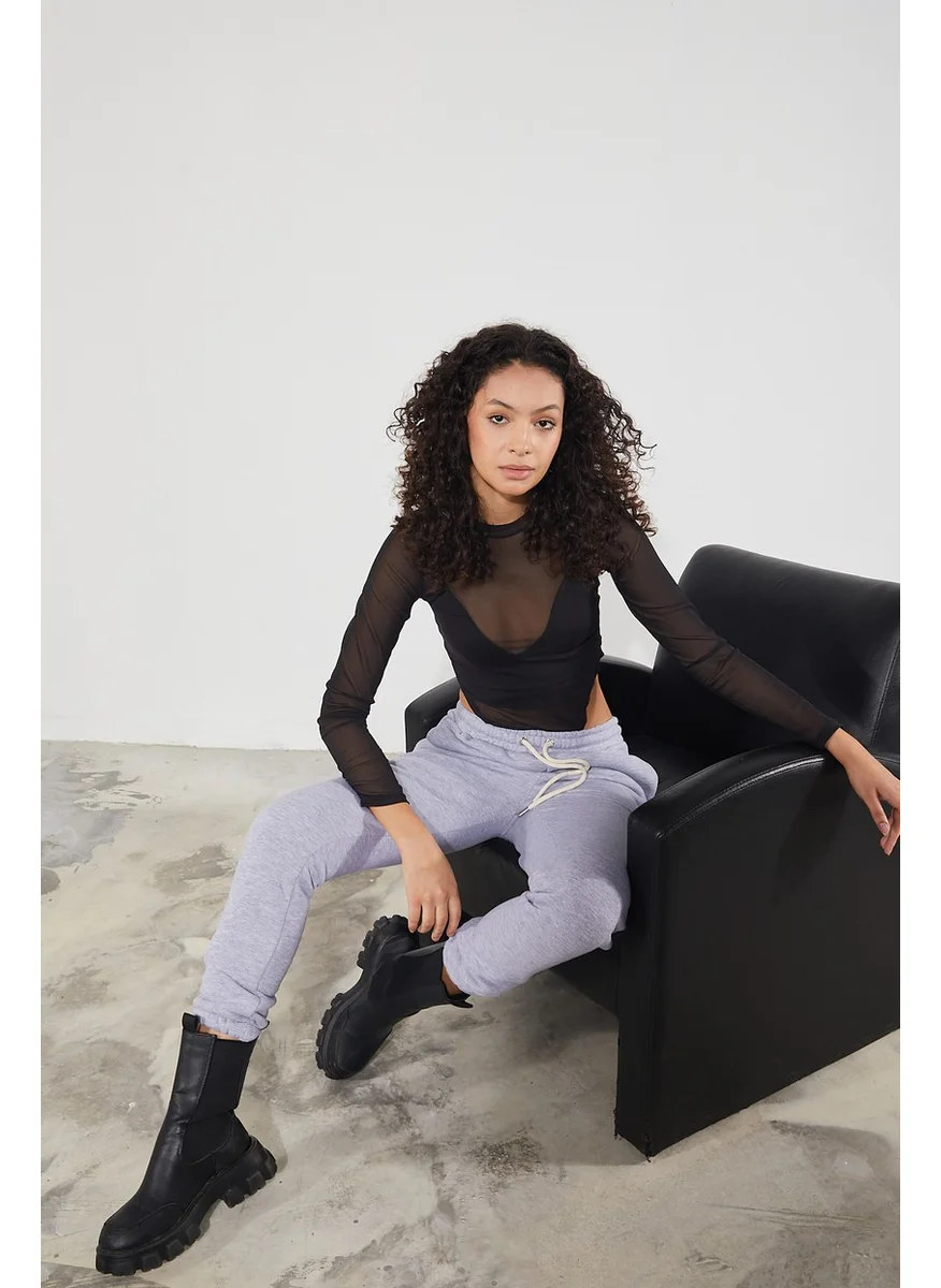 Twenty3 Women's Basic 3 Thread Raised Elastic Legs Thick Jogger Sweatpants