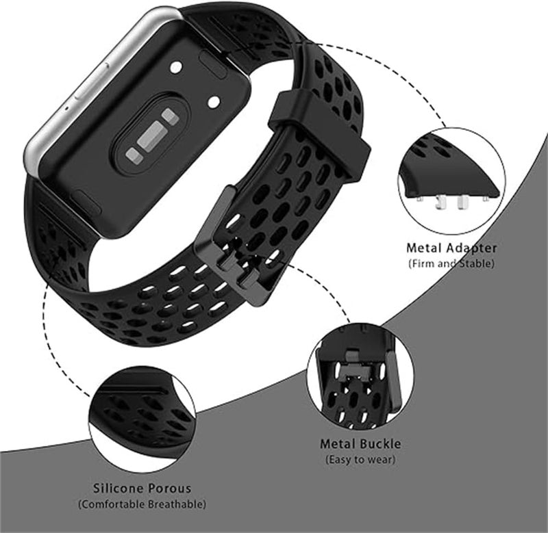 Sport Bands for Samsung, Adjustable Breathable Silicone Strap for Samsung Galaxy Fit 3 SM-R390, Replacement Watch Straps, Compatible for Women and Men, 3PCS - Image 3