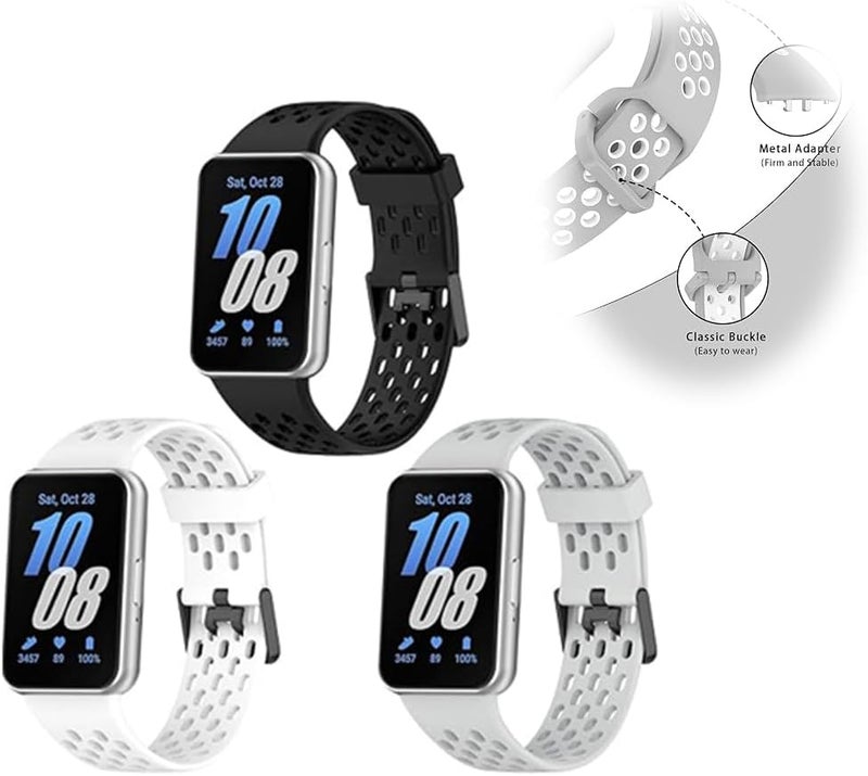 Sport Bands for Samsung, Adjustable Breathable Silicone Strap for Samsung Galaxy Fit 3 SM-R390, Replacement Watch Straps, Compatible for Women and Men, 3PCS - Image 1