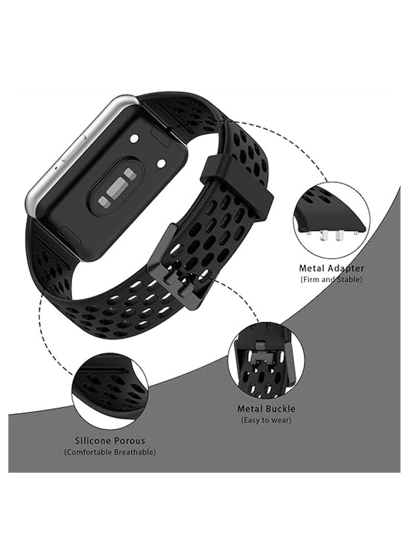 SYOSI Sport Bands for Samsung, Adjustable Breathable Silicone Strap for Samsung Galaxy Fit 3 SM-R390, Replacement Watch Straps, Compatible for Women and Men, 3PCS - Image 3