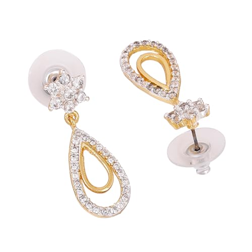 Estele 24K Gold Plated Sparkling Nakshatra Drop Dangle Brass Metal Earrings For Girls and Women - Image 2