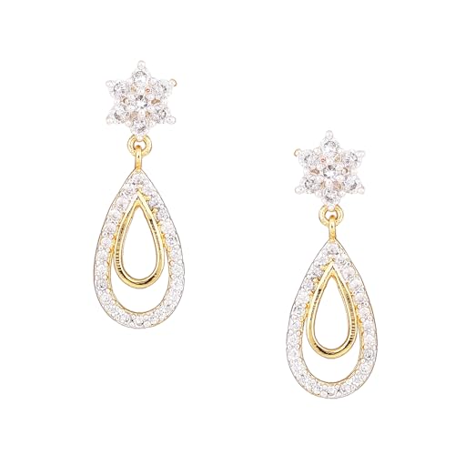 Estele 24K Gold Plated Sparkling Nakshatra Drop Dangle Brass Metal Earrings For Girls and Women - Image 1