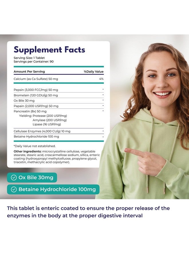 LionHeart Supplements DIGESTIVE ENZYMES SUPPLEMENT - Includes Purified Ox Bile Salts - Tablets for No Gallbladder Sufferers - Enzyme for Digestion & Gas Relief - Helps Bloating, Acid Reflux, Constipation & Repair Leaky Gut - Image 1