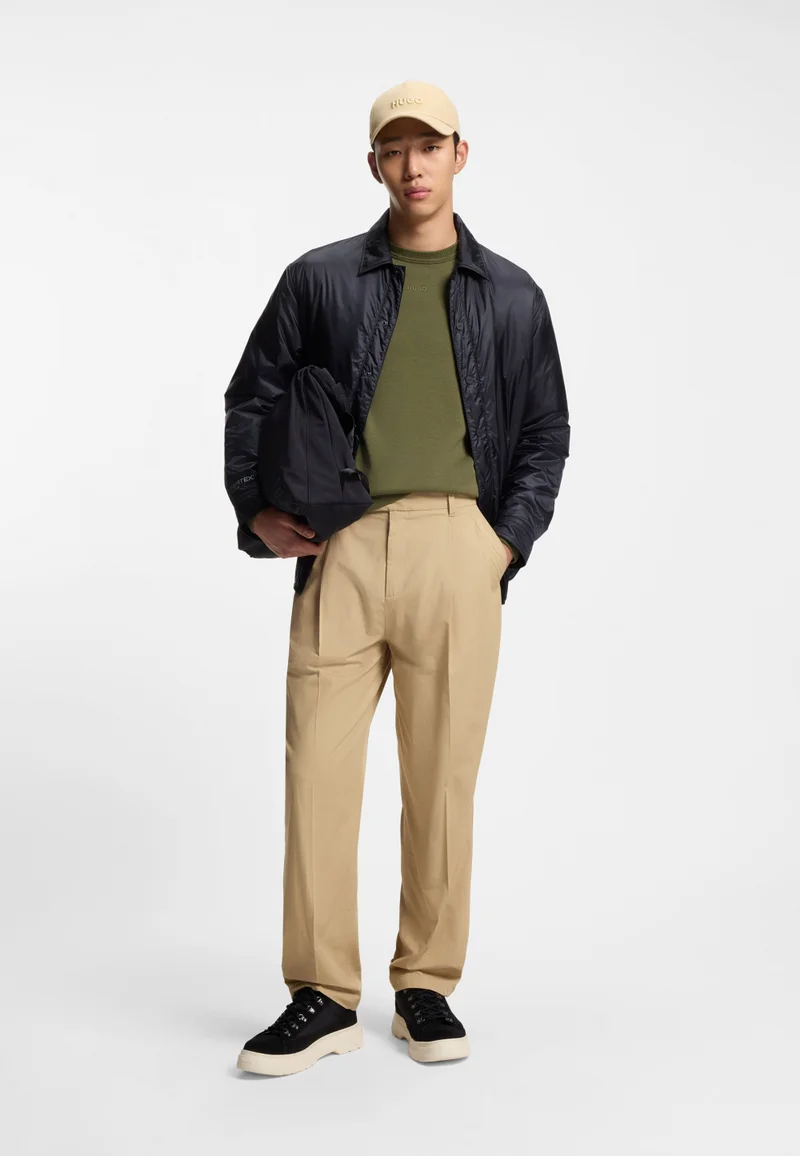 HUGO Straight-leg trousers in paper-touch cotton