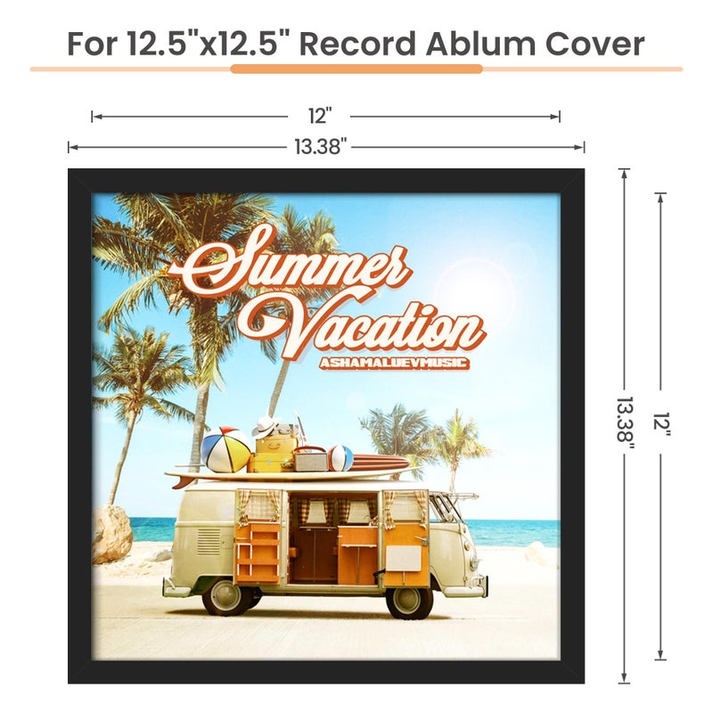 upsimples 12.5x12.5 Record Frame, Vinyl Frames for 12inch Album Cover, Wall Display for Home Decor, Black, 4 Pack - Image 2