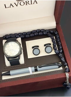 Laforea watch gift set for men consisting of 4 pieces, a rosary watch, a pen and a set of buttons