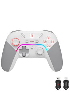 Bloody 2.4G Wireless/Wired RGB Gaming Controller GPW70, Immersive 3-Level Vibrations, Rechargeable with USB Type-C, Dual Mode Connection, Support Mouse Function in Android, White  - Image 1