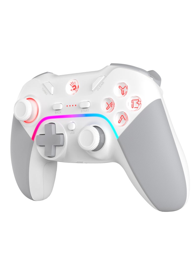 Bloody - 2.4G Wireless/Wired RGB Gaming Controller GPW70, Immersive 3-Level Vibrations, Rechargeable with USB Type-C, Dual Mode Connection, Support Mouse Function in Android, White - Image 1