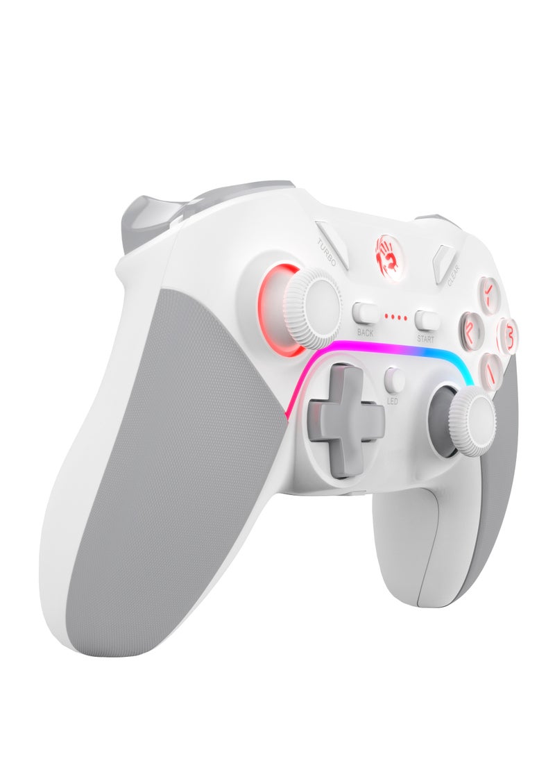 Bloody - 2.4G Wireless/Wired RGB Gaming Controller GPW70, Immersive 3-Level Vibrations, Rechargeable with USB Type-C, Dual Mode Connection, Support Mouse Function in Android, White - Image 1