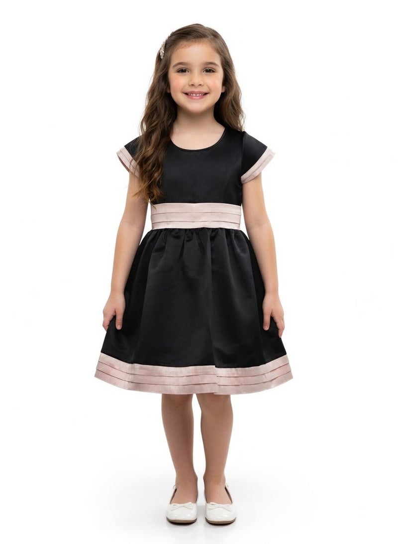 Queen STRIPY BLACKSTRIPY BLACK Girls Party Dress, Princess Dress Party Wear Wedding Evening Formal Pageant Dance Gown for Birthday Kid Girls Elegant - Image 1