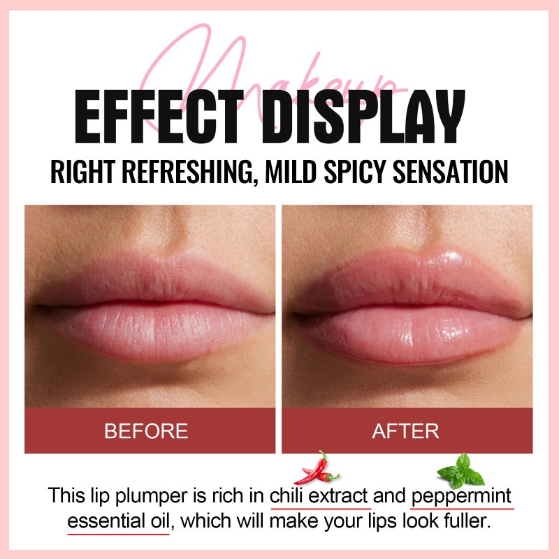 Erinde Natural Spicy Lip Plumping Booster & Ultra-Hydrating Plump Lip Plumper, Glossy Finish Fuller Lip Plumping Lip Gloss for Women Girls, 05# - Image 2