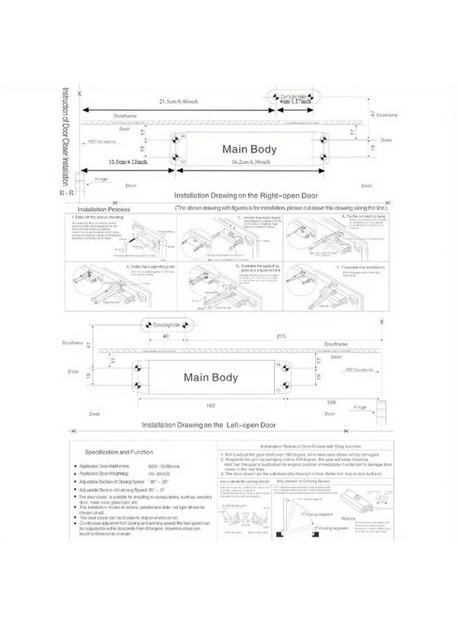 Heavy Duty Automatic Door Closer Commercial Grade Adjustable Tension Silvery Polished Aluminum Finish - Image 4