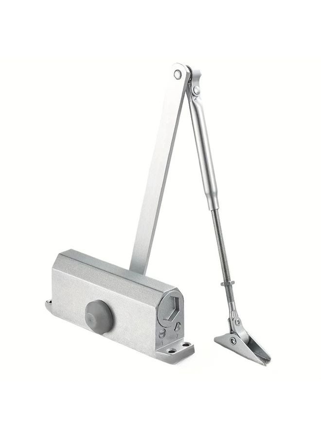 Heavy Duty Automatic Door Closer Commercial Grade Adjustable Tension Silvery Polished Aluminum Finish - Image 1