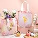 Locmeo 24 Pcs Floral Fairy Party Favor Bags with Handles Reusable Non Woven Floral Fairy Goodie Bags Pink and Purple Candy Treat Gift Bag for Girl Boy Birthday Baby Shower Party 8 x 4 x 10 Inch - Image 4