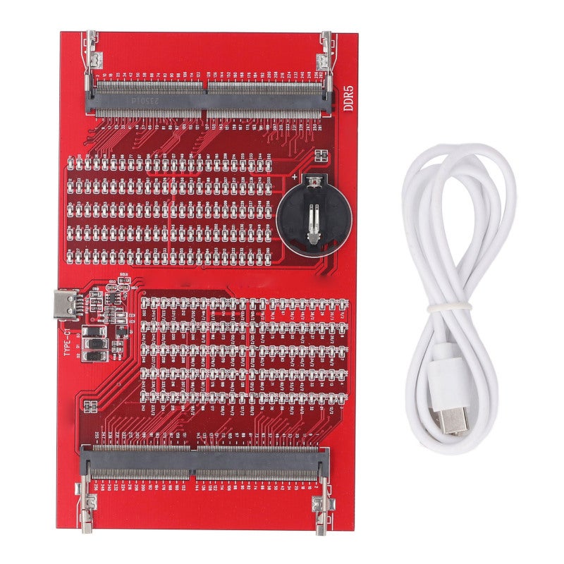 DDR5 DDR4 RAM Memory Tester Card - LED Diagnostic Light Indicator - Dual Power Supply Type-C Battery for Computer Hardware Maintenance - Image 1