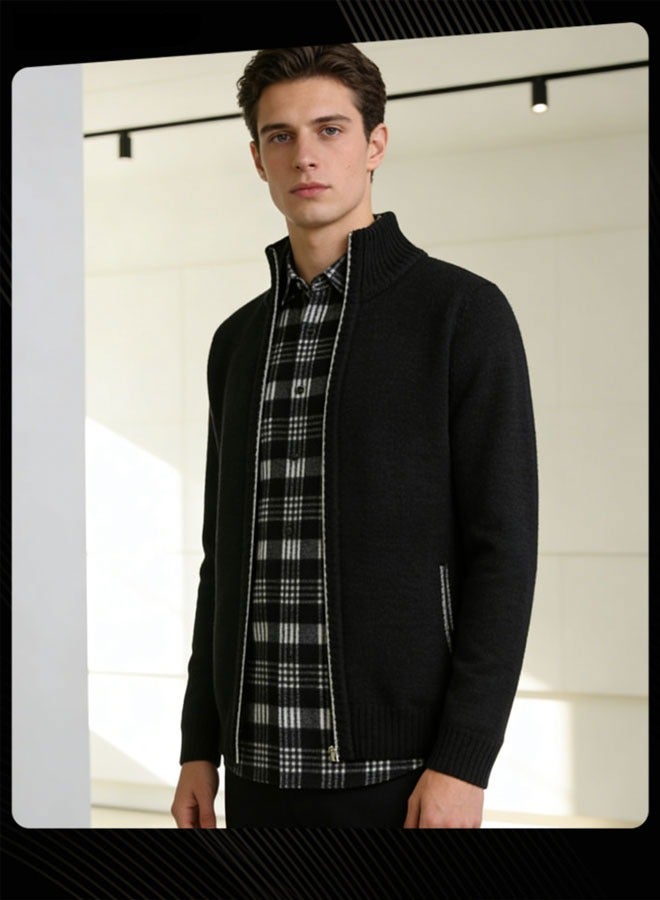 Men Autumn and Winter Outdoor Windproof Warm Knitted Cardigan - Image 1